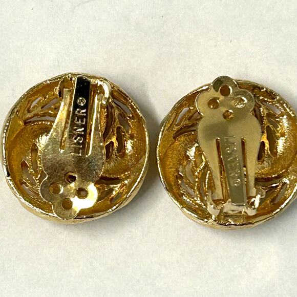 Lisner Vintage Gold Toned Knot or Pin Wheel Style Clip On Earrings - Picture 2 of 5
